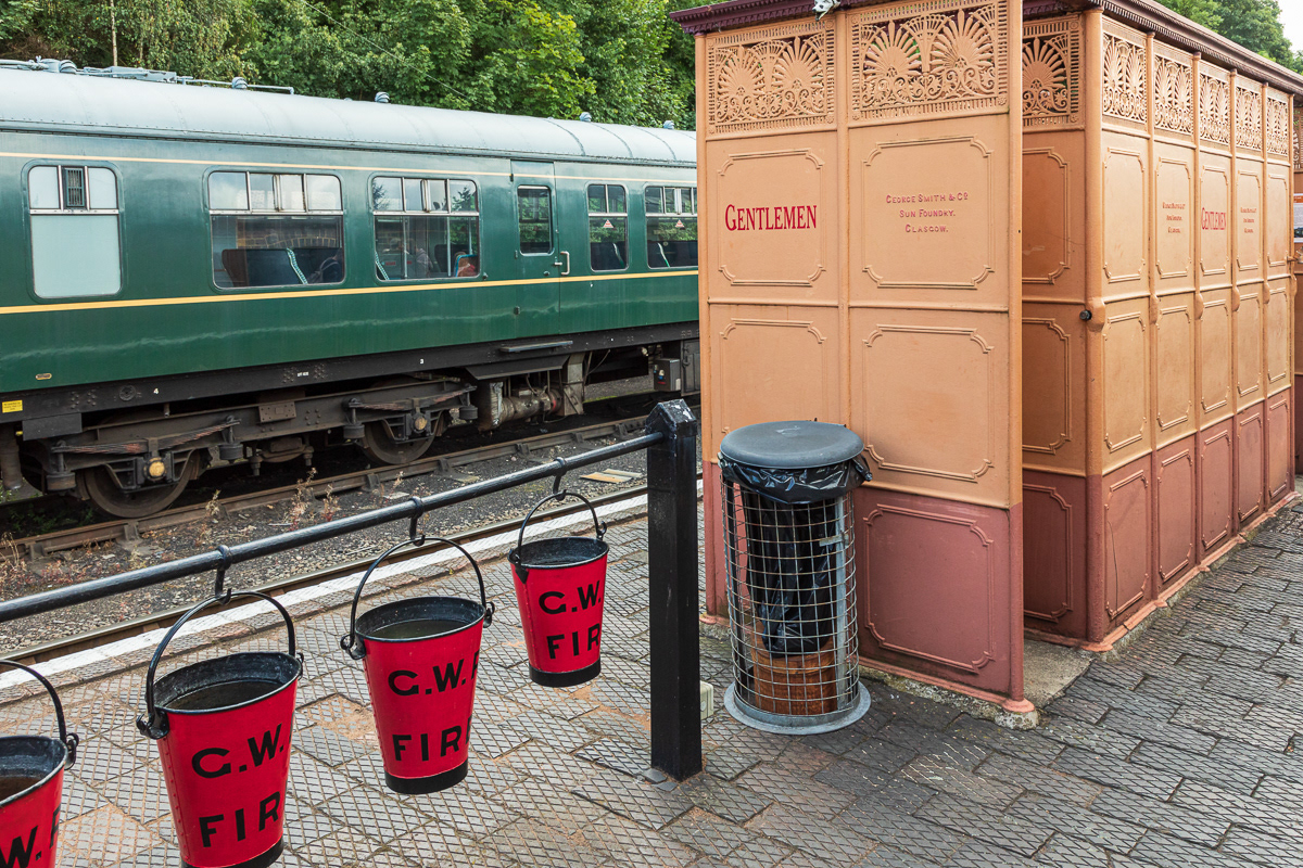 A restored 19th Century cast iron urinal, Severn Valley Railway, Bewdley, Worcestershire