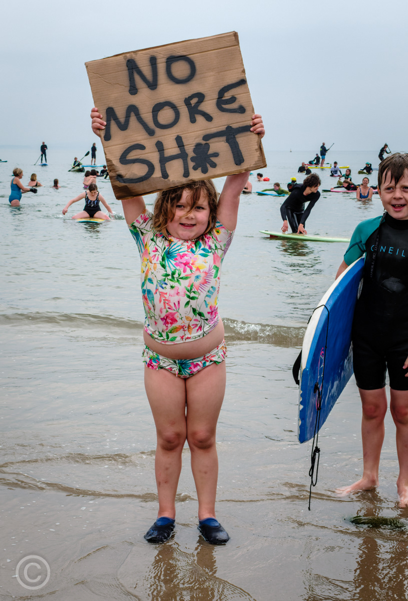 Demonstration against dumping of raw sewage in the sea, Lyme Regis, Dorset