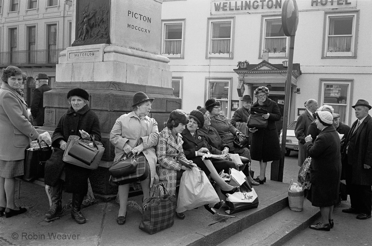 Waiting for a bus, Brecon, 1976