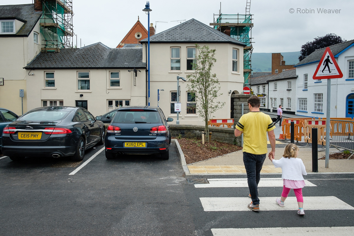 The former livestock market is now a supermarket car park, Abergavenny, 2018