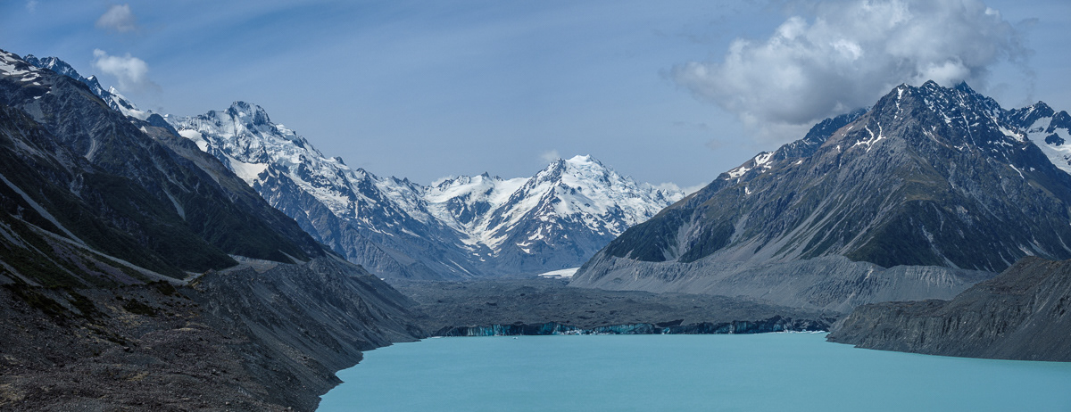 Tasman Lake and view towards the Tasman Glacier, Aoraki/Mt Cook National Park
