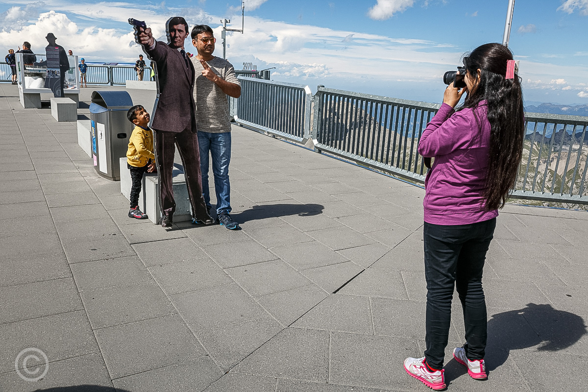 Posing with 'James Bond', Schilthorn, Switzerland, 2017