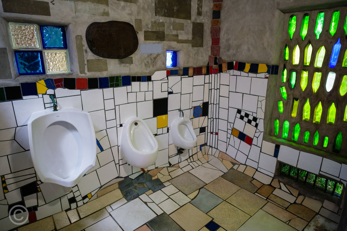 Toilets designed by Austrian artist Friedensreich Hundertwasser, Kawakawa, New Zealand
