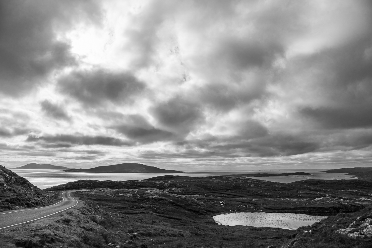 View towards Taransay from the road to Huisinis, Harris