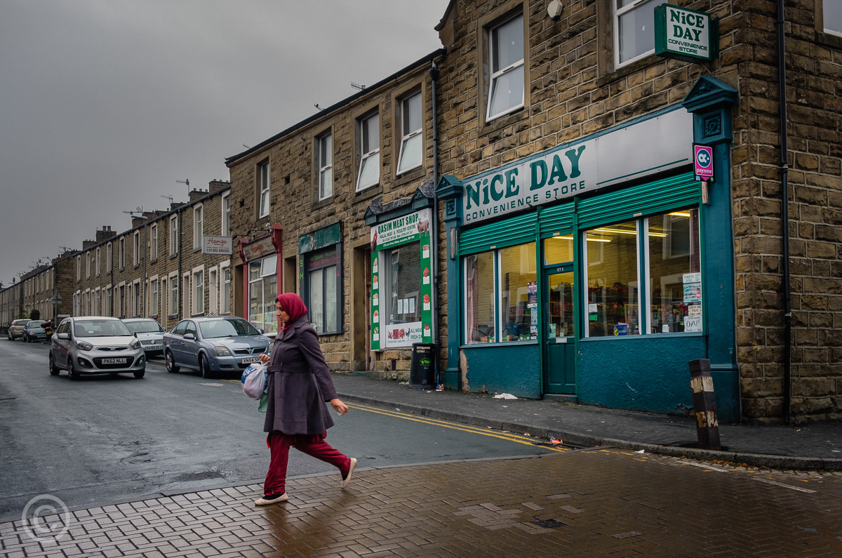 'Nice Day', a corner shop in Nelson, Lancashire, England