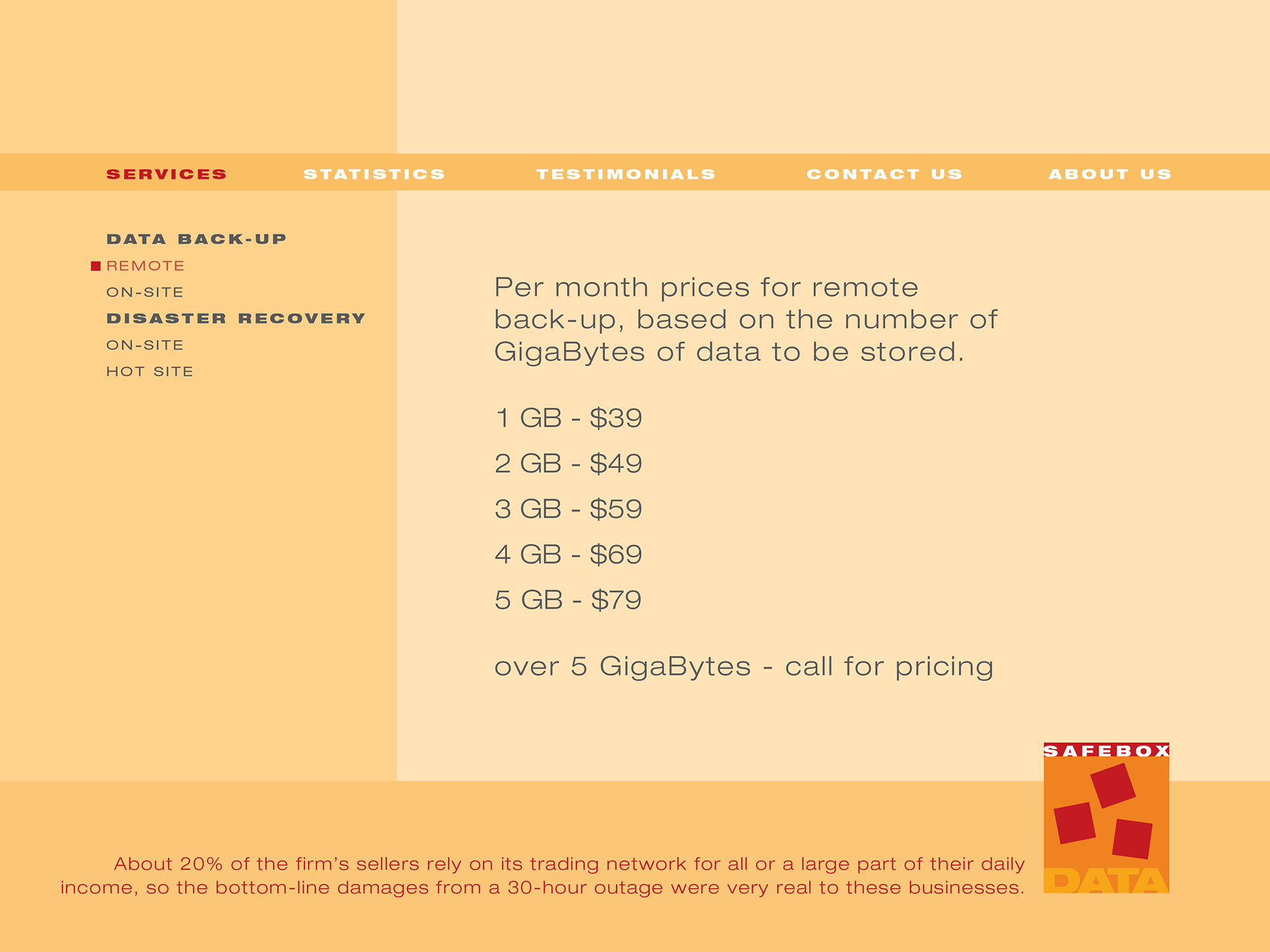 Website for data management business