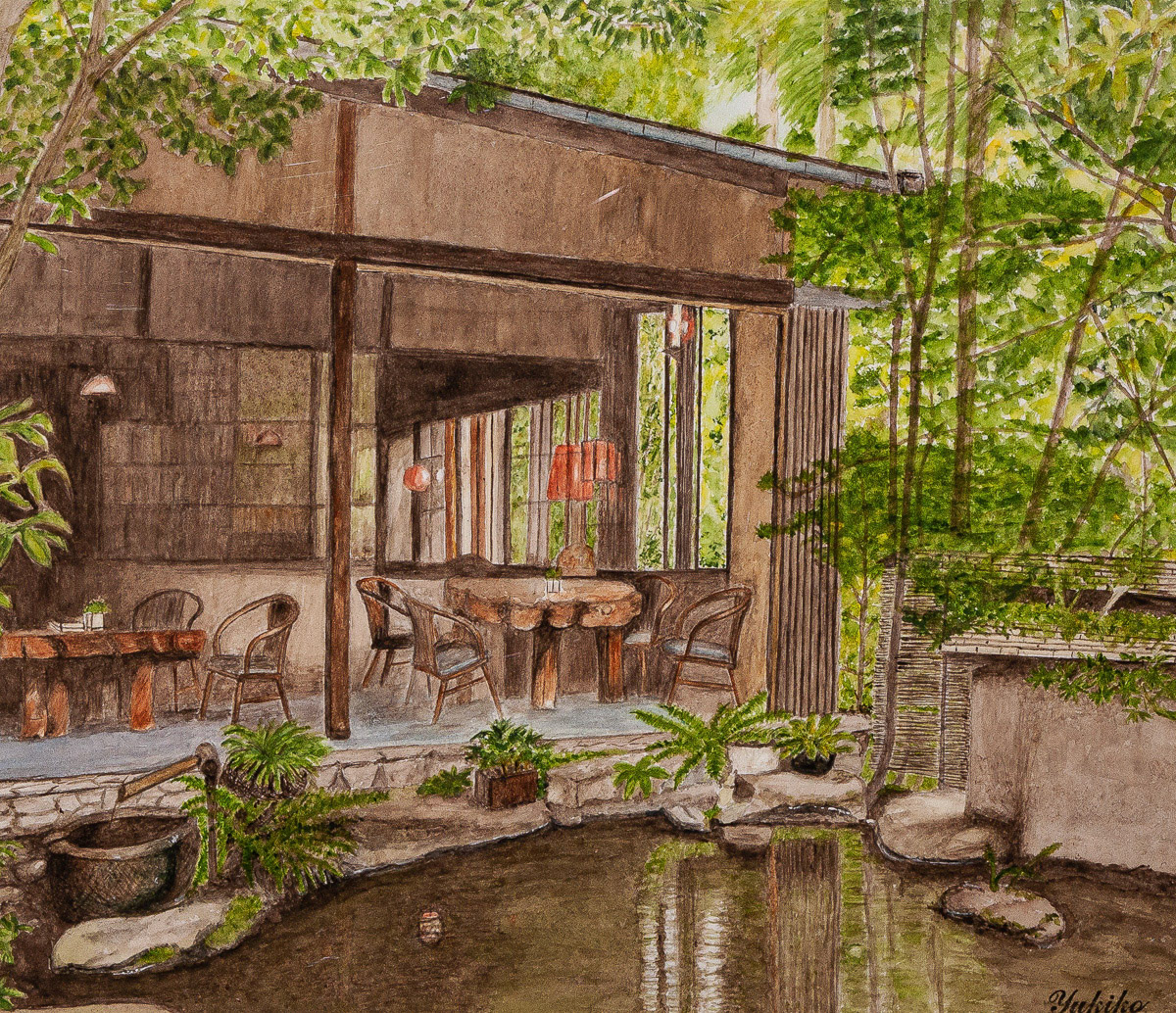 伊藤　幸子「須坂の宿にて」水彩 F10 公募