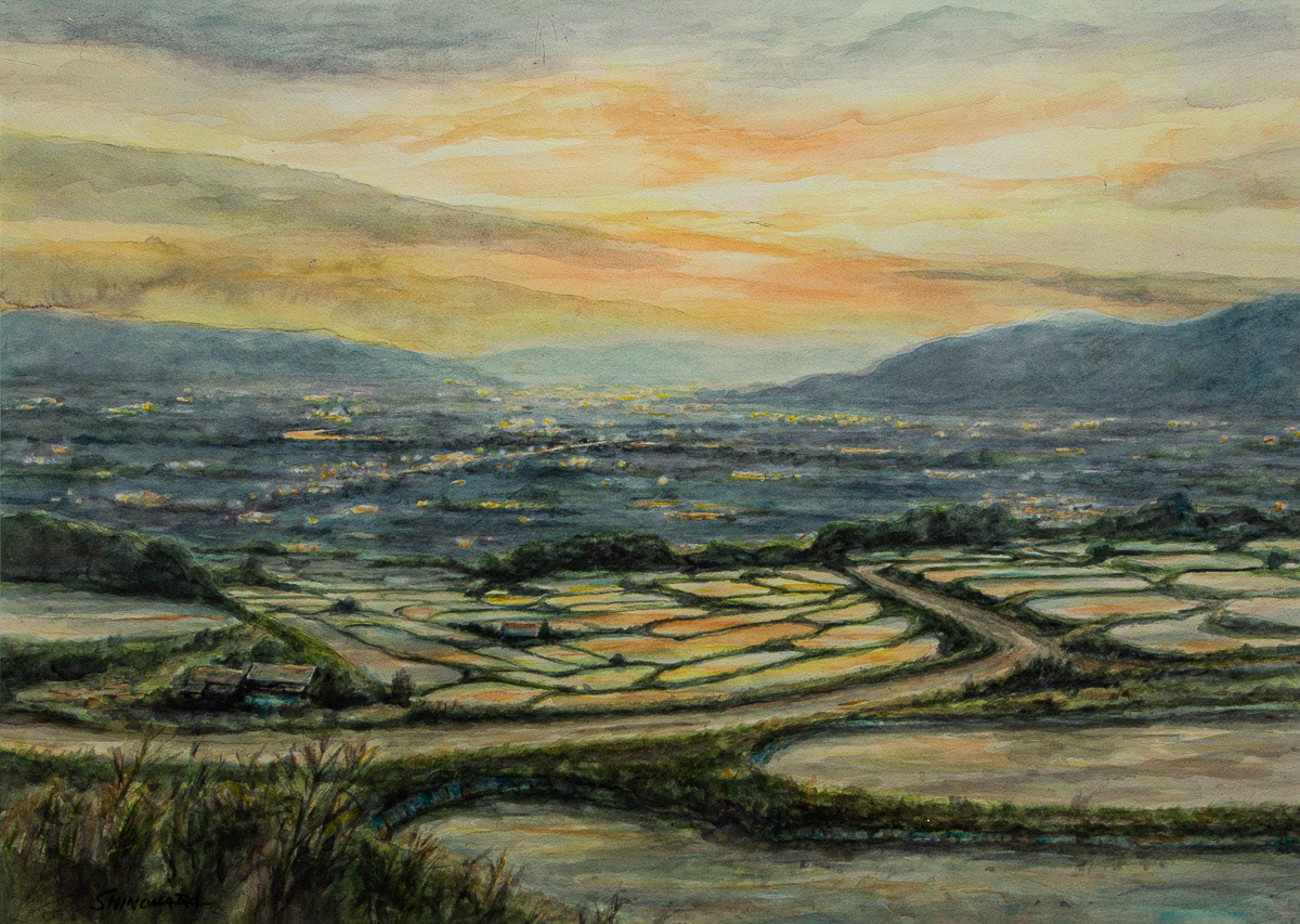 篠原　重男「棚田夕映え」F２０ 会員推挙 公募