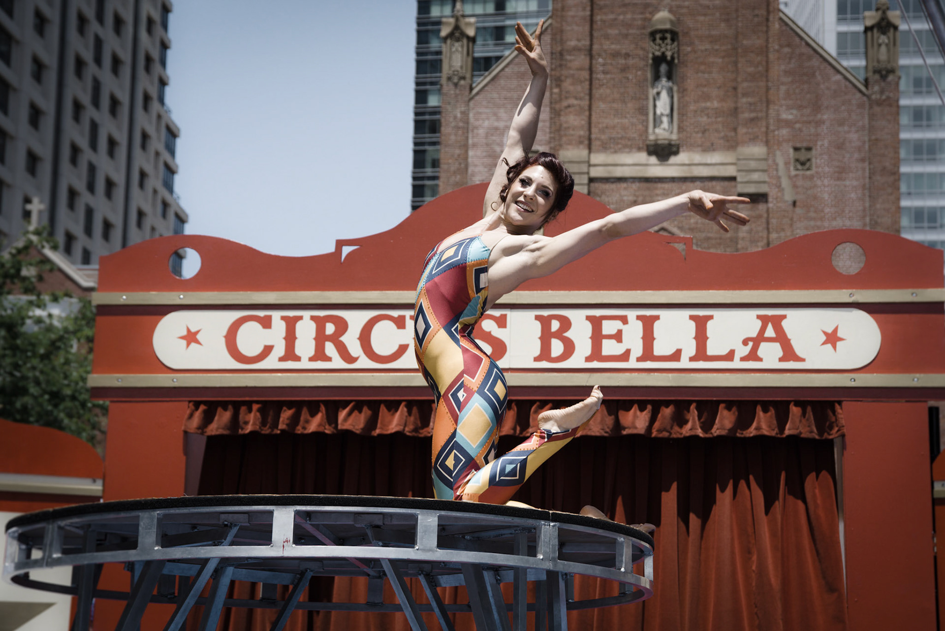 Dwoira Galilea of Circus Bella performs at the Yerba Buena Gardens Festival in San Francisco. June 24th 2017