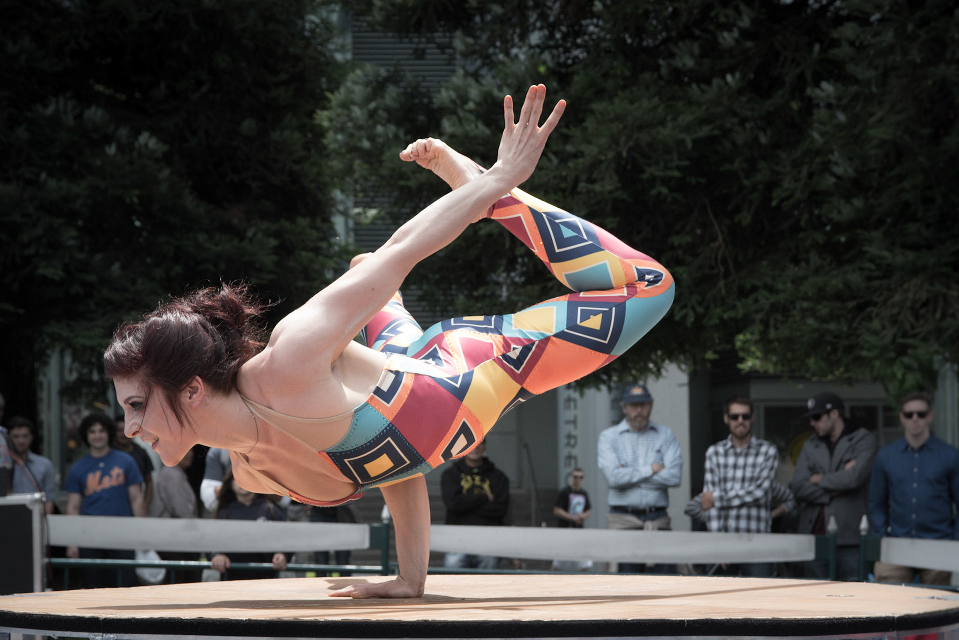 Dwoira Galilea of Circus Bella performs at the Yerba Buena Gardens Festival in San Francisco. June 24th 2017