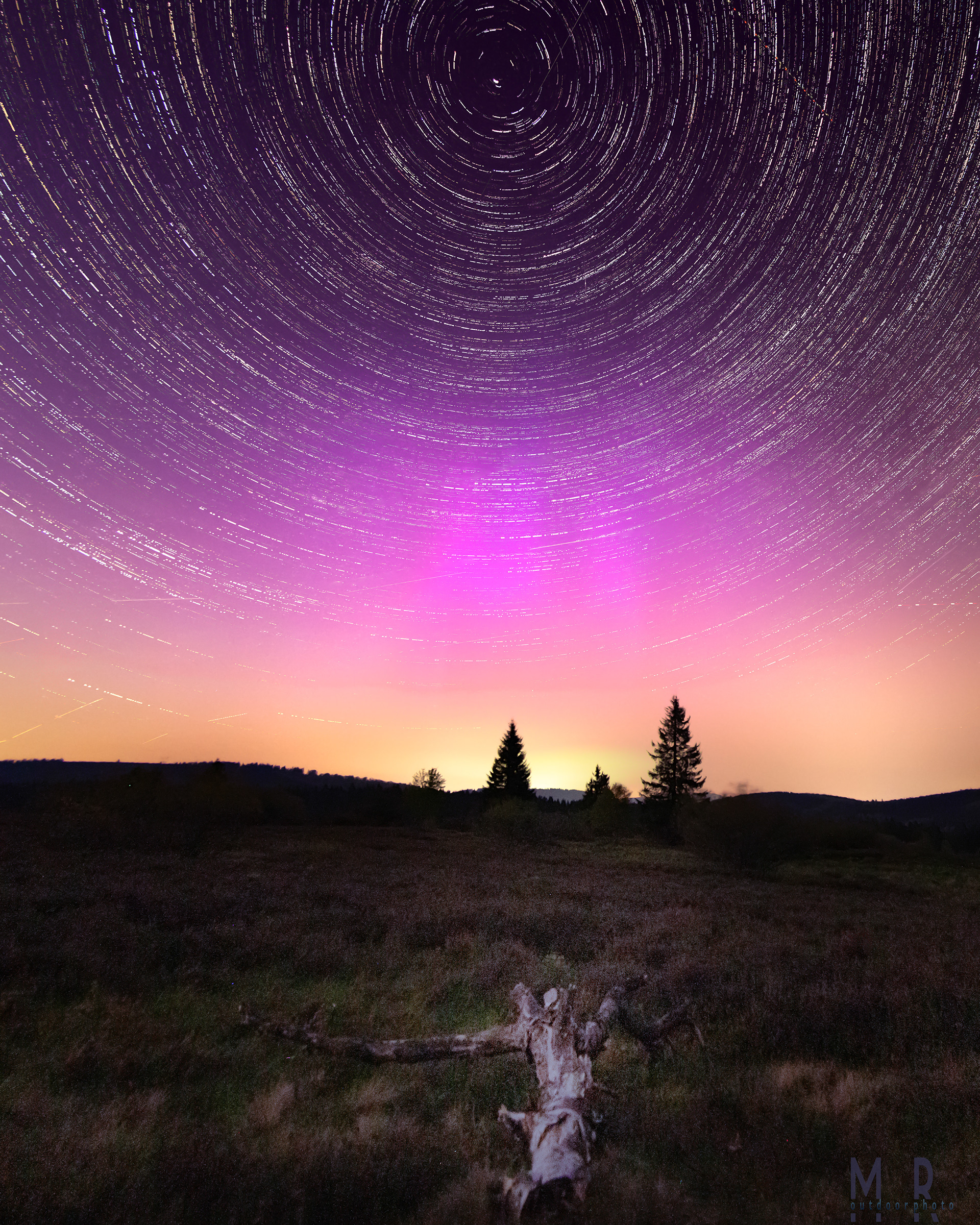 Niedersfelder Hochheide - Polarlichter - polar lights - Aurora borealis - Nacht - startrails - Sternspuren