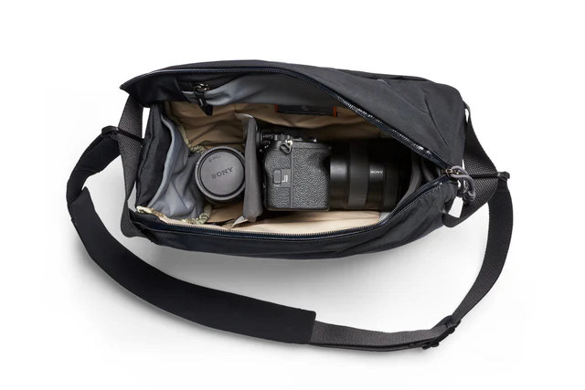 Bellroy Venture Sling 10L bag with Sony camera and lens inside