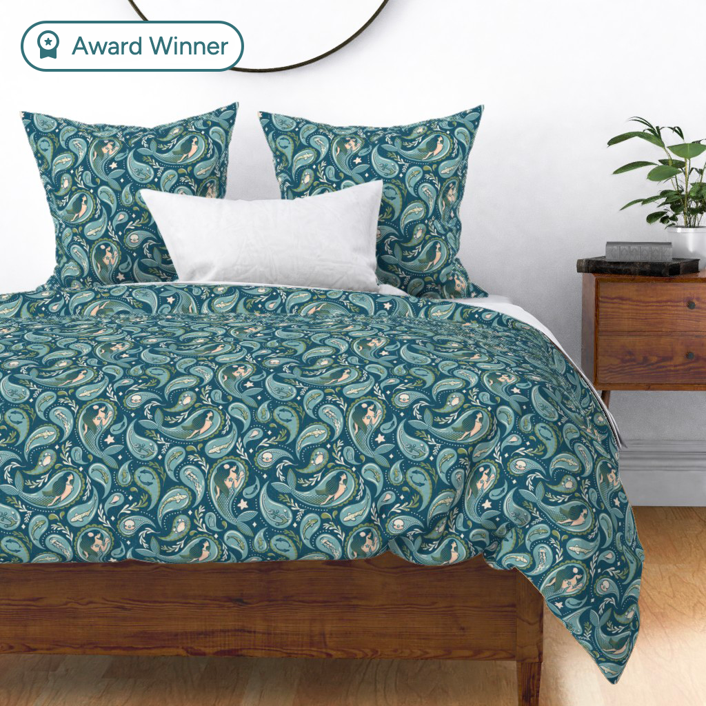 Paisley Mermaids Duvet Cover from Spoonflower