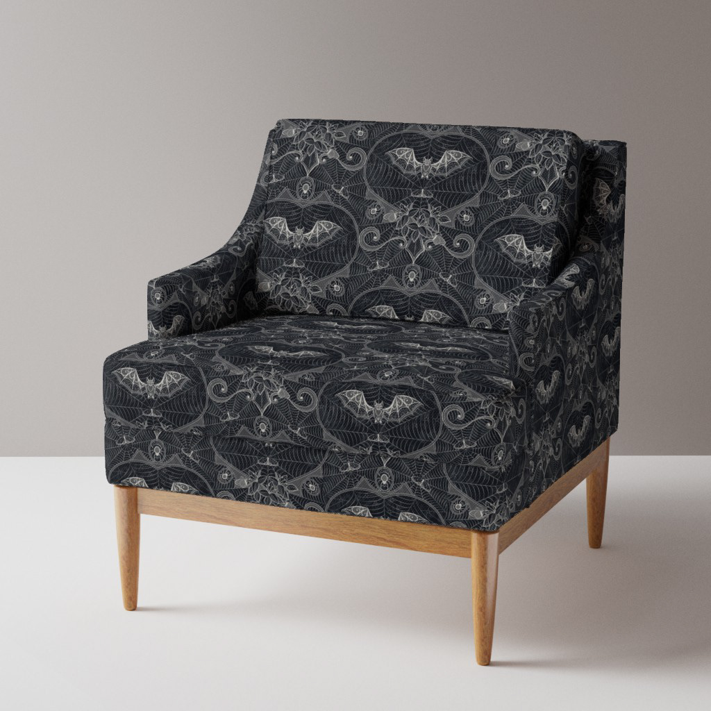 Gothic Lace-Bats-black, upholstered chair