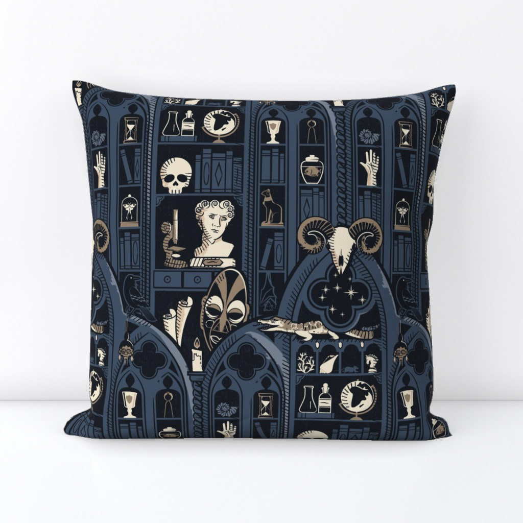 Cabinet Of Curiosities - Twilight Blue, throw cushion