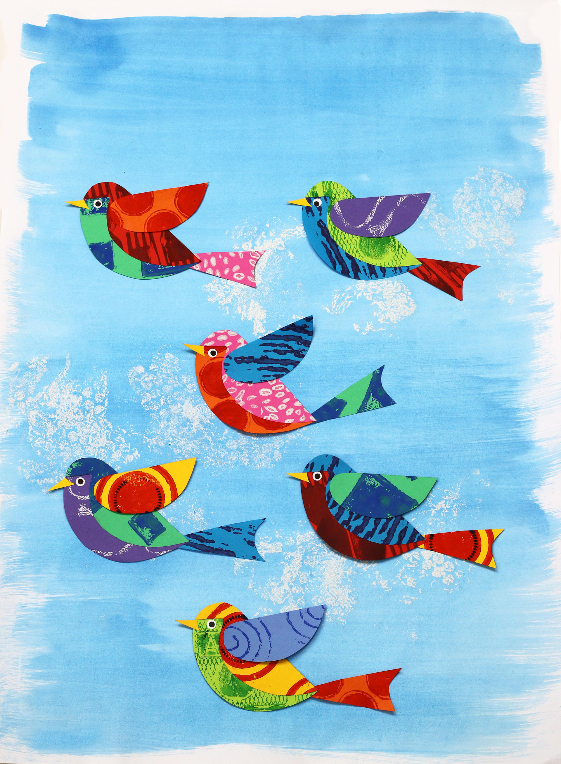 Collage printed birds