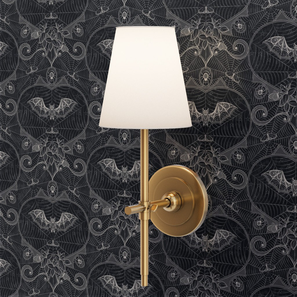 Gothic Lace - Bats - Black, wallpaper