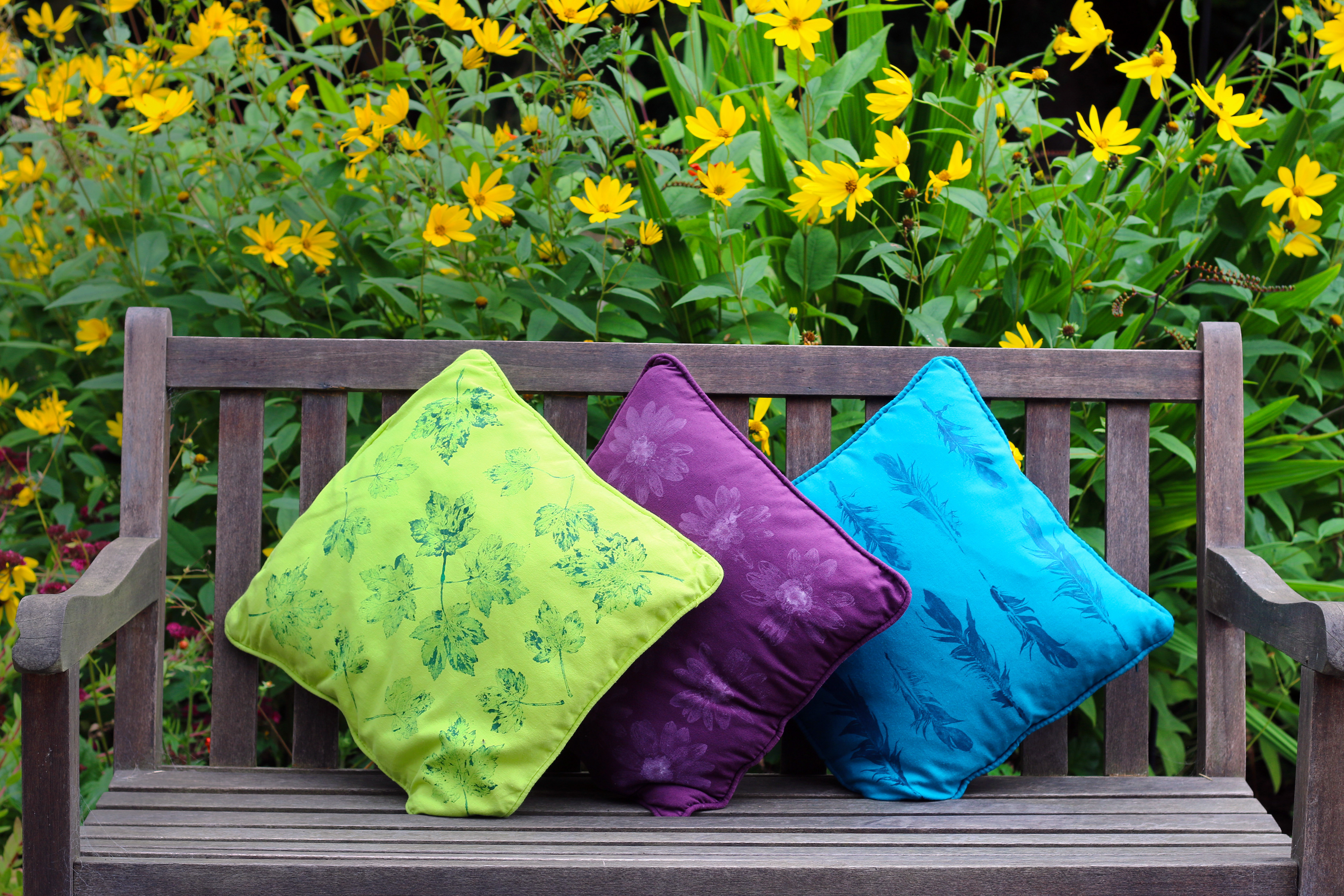 Eco printed cushion covers