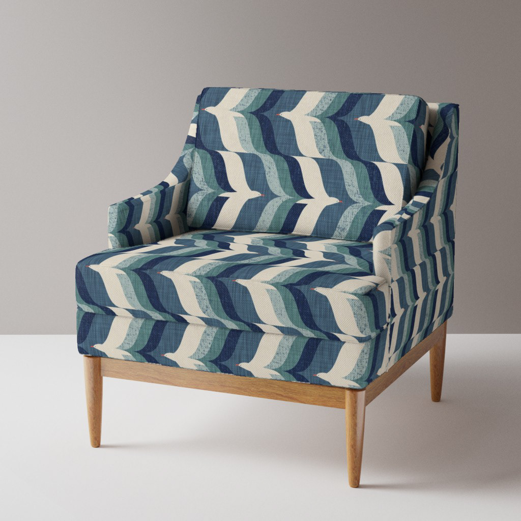 Seagull Chevron - Classic Navy - l, upholstered chair
