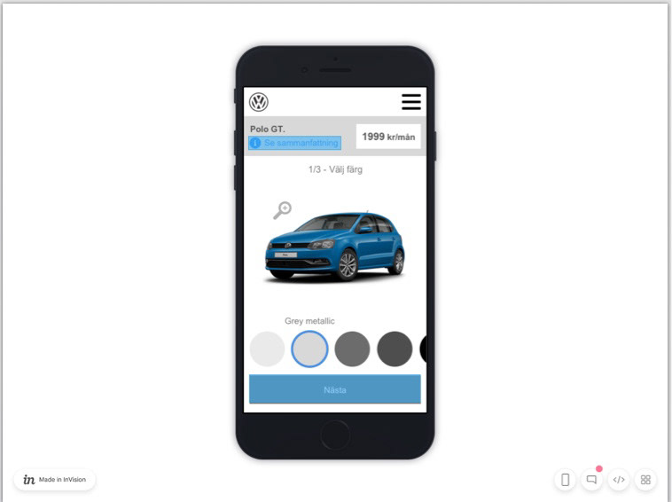 One of several prototype interaction concepts