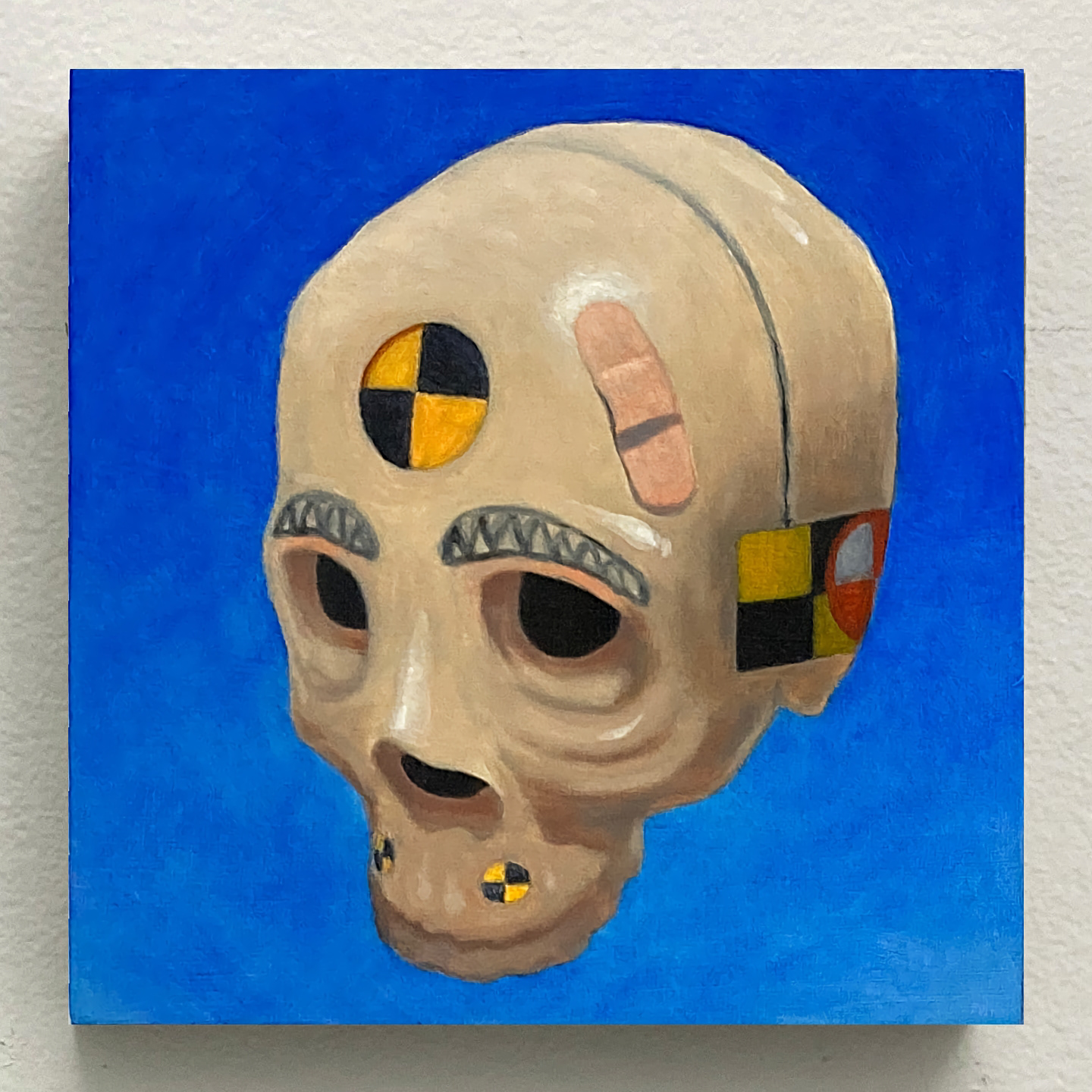 'Crash Test Skull', oil on panel, 6 x 6 in., 2021. Private collection.