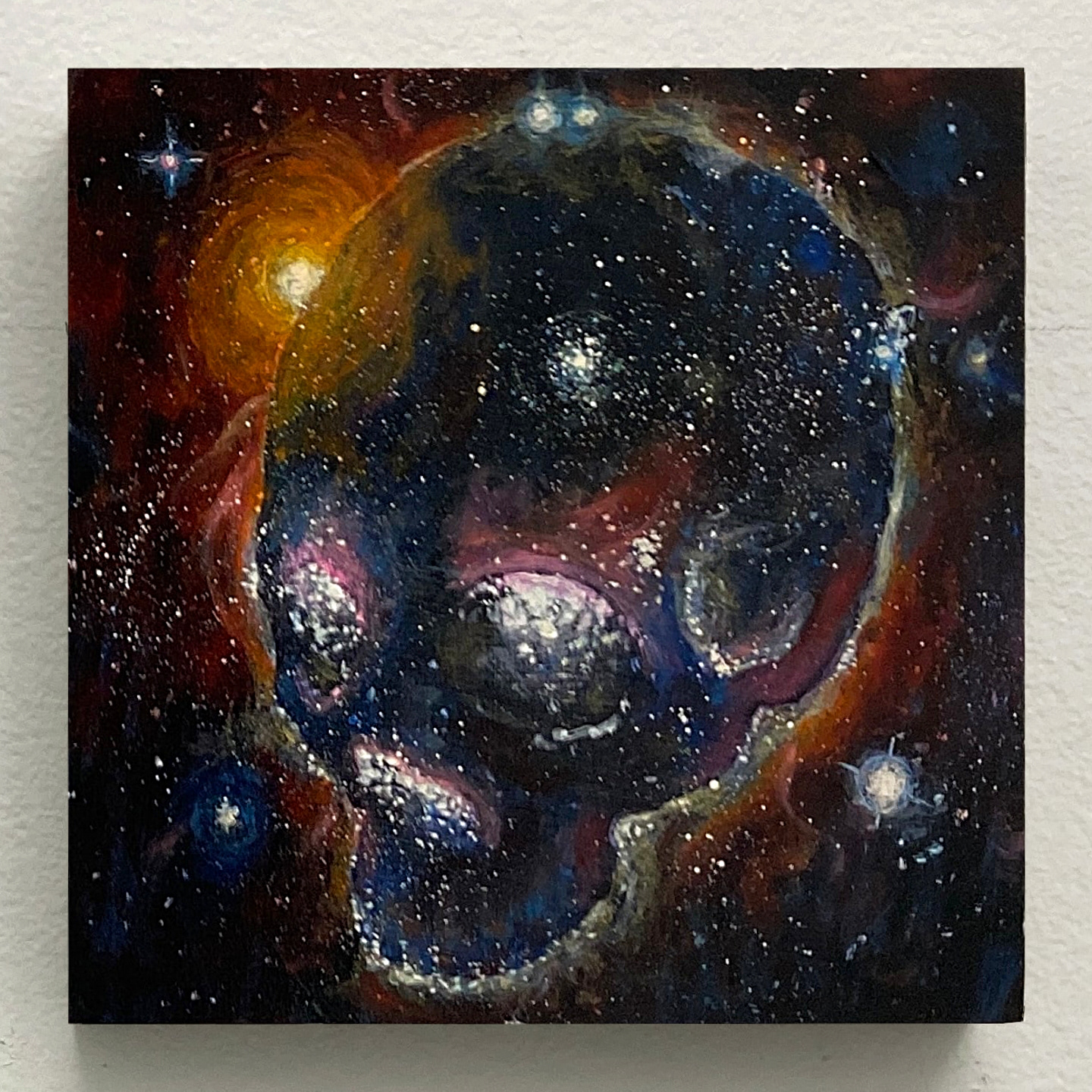 'Spaced Out Skull', oil on panel, 6 x 6 in., 2022