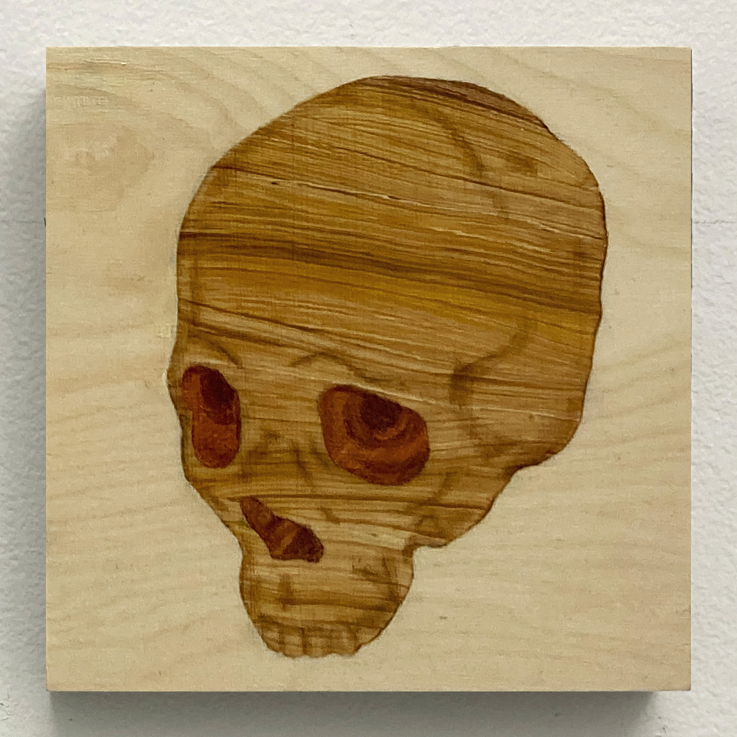 'Wooden Skull', oil on panel, 6 x 6 in., 2021