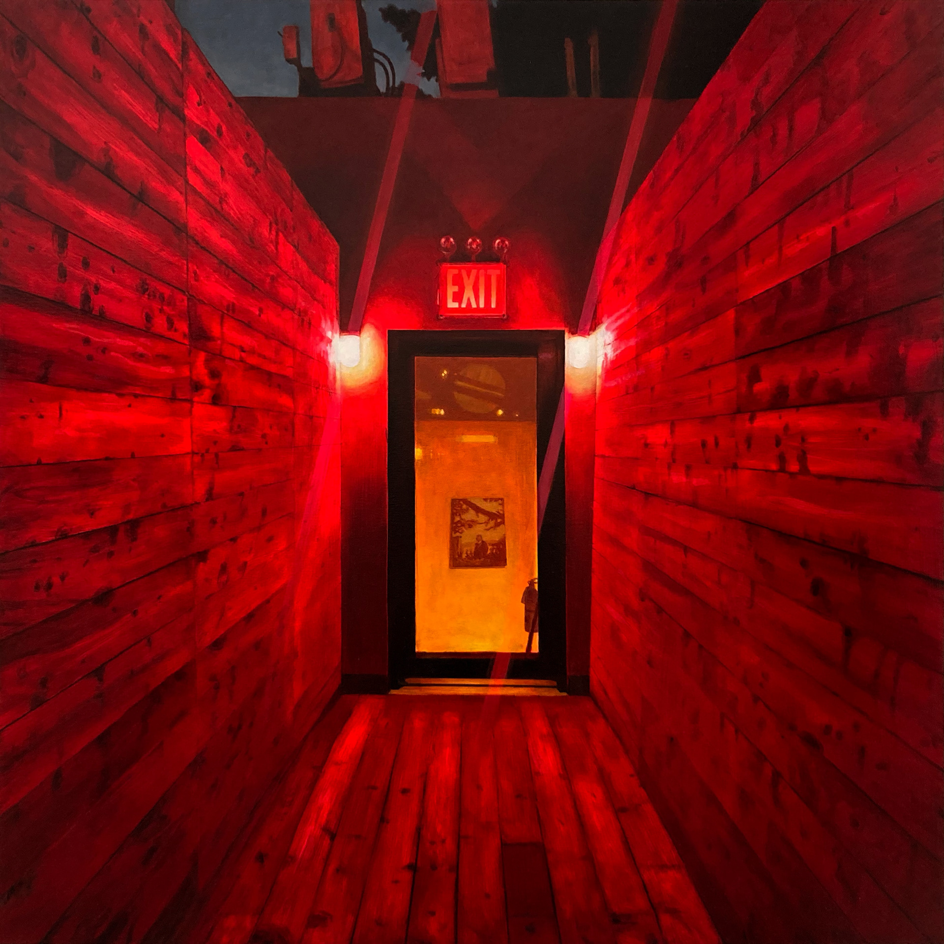 'Red Hall' oil on linen, 30 x 30 in., 2022. Private collection.