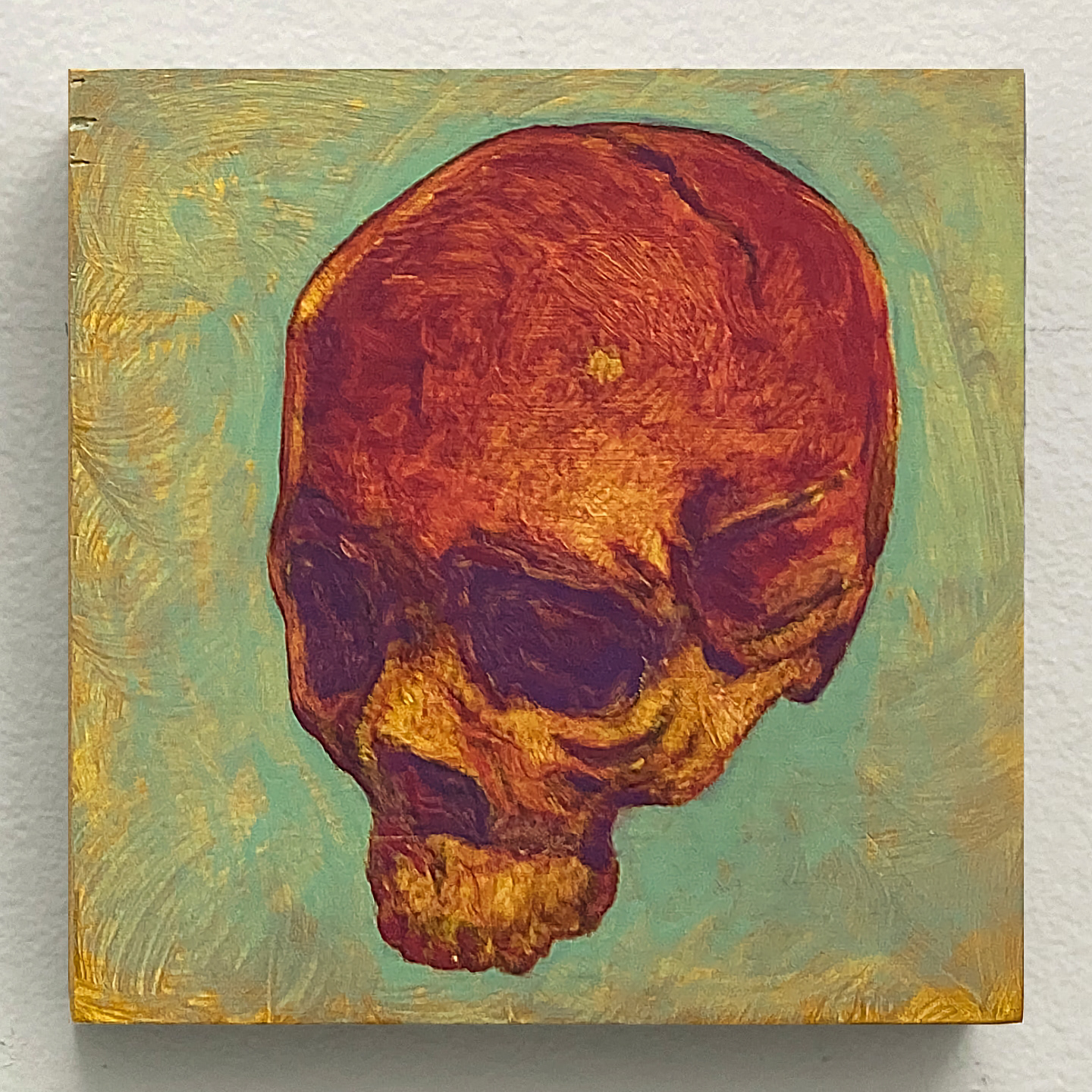 'Peach Skull', oil on panel, 6 x 6 in., 2021