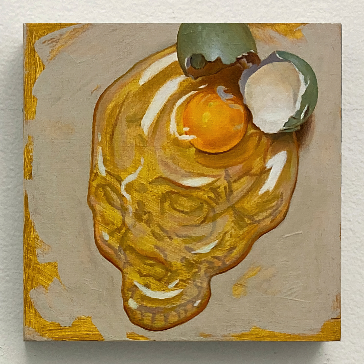 'Your Brain on Drugs Skull', oil on panel, 6 x 6 in., 2021. Private collection.