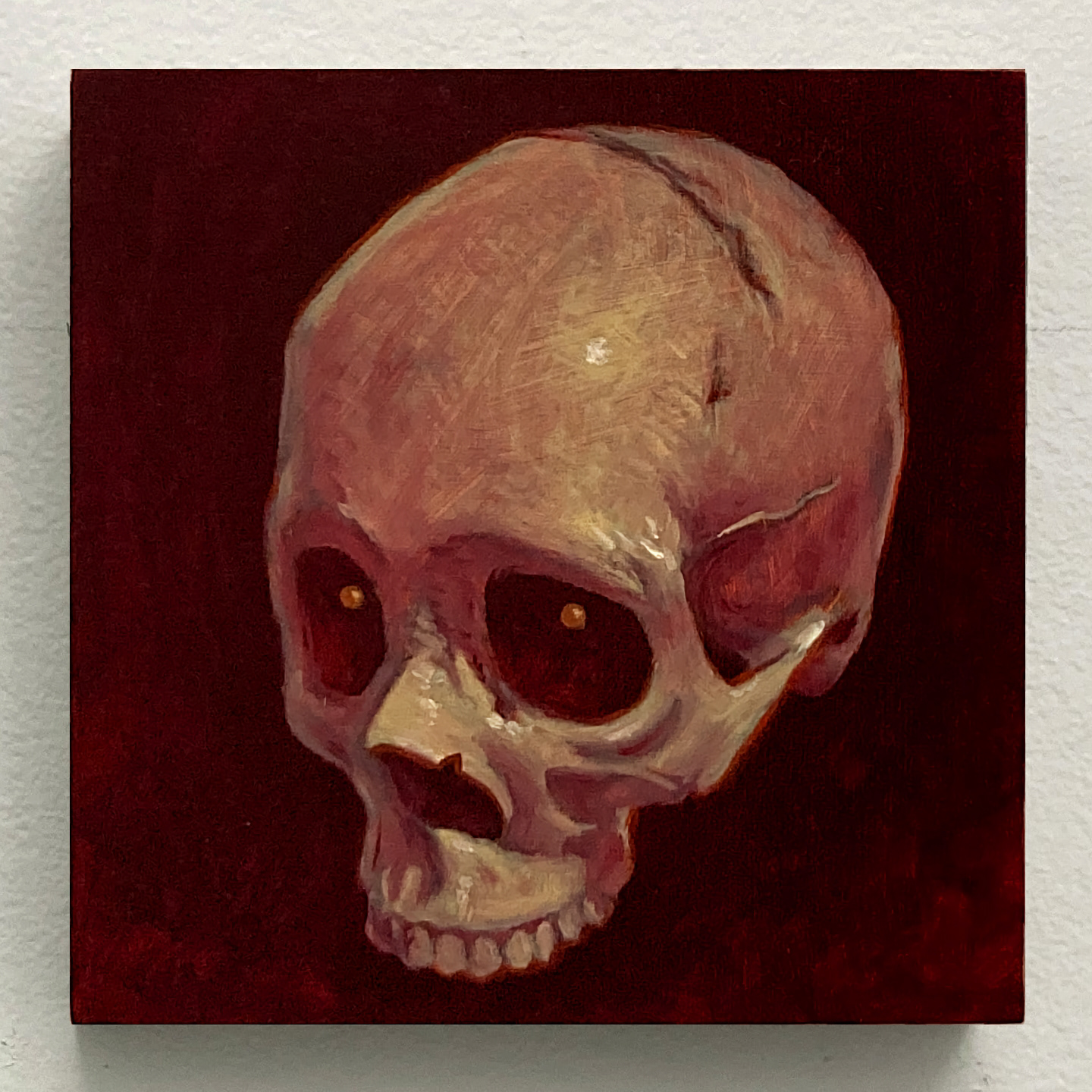 'Wine Skull', oil on panel, 6 x 6 in., 2021
