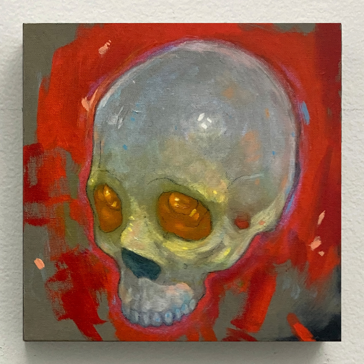 'New Year Skull', oil on panel, 6 x 6 in., 2021