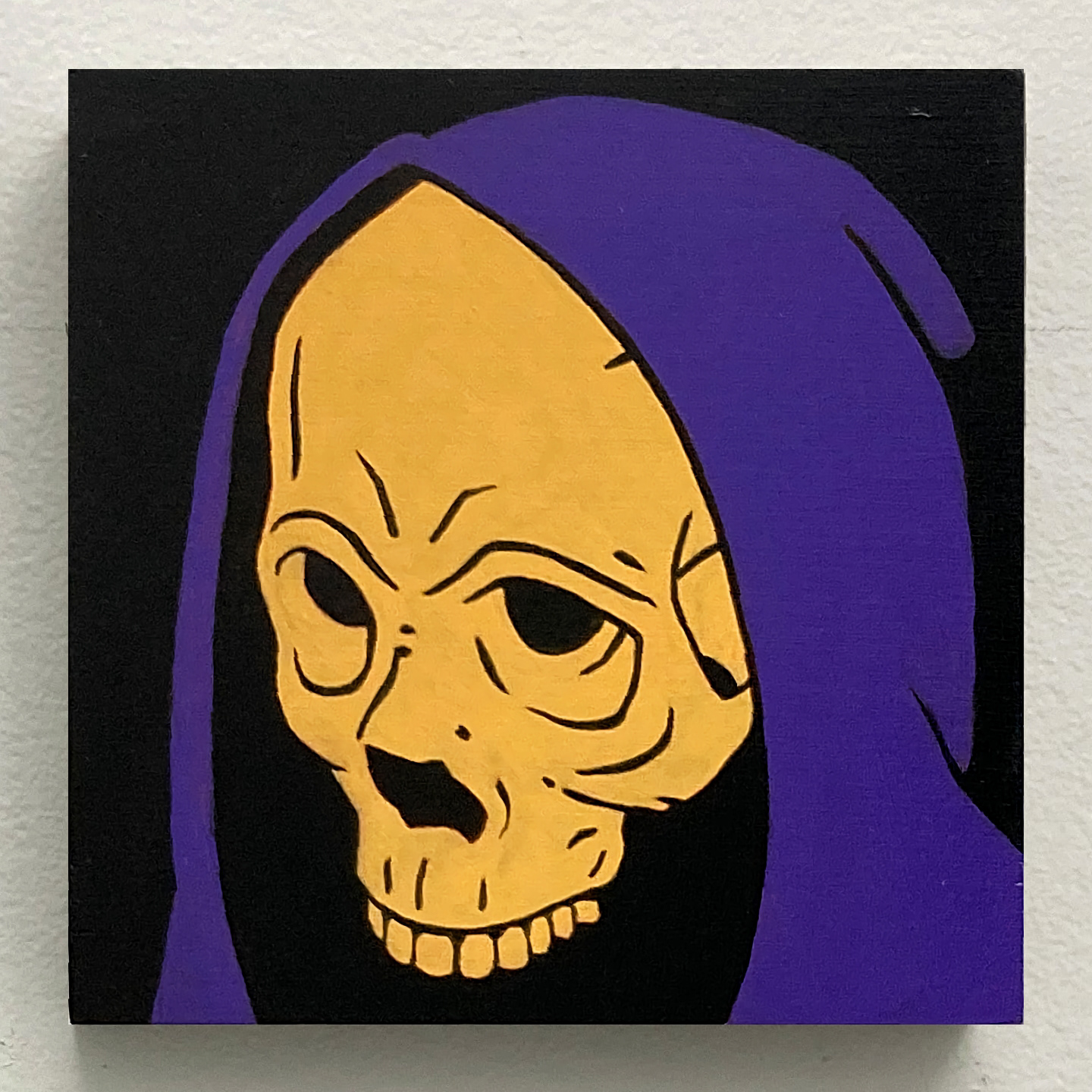 'Skeletor Skull', oil on panel, 6 x 6 in., 2021. Private collection.