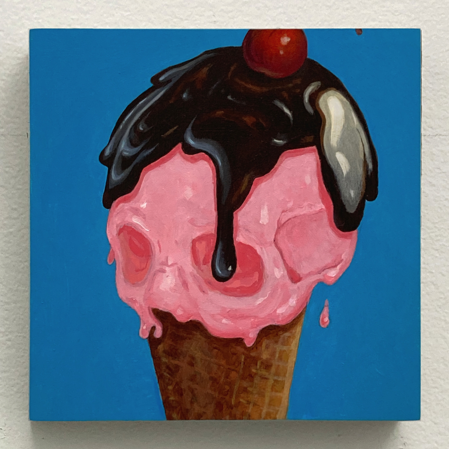 'Ice Cream Skull', oil on panel, 6 x 6 in., 2022. Private collection.
