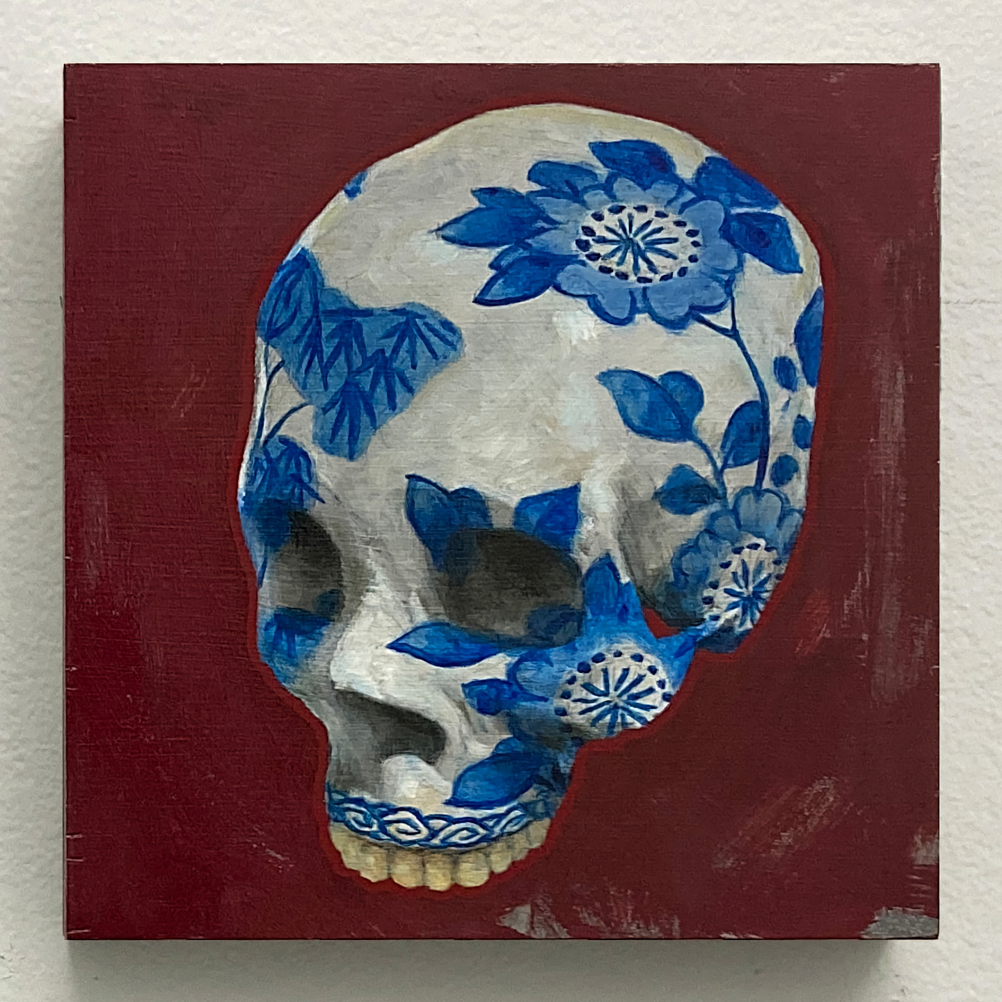 'Chinese Vase Skull', oil on panel, 6 x 6 in., 2021