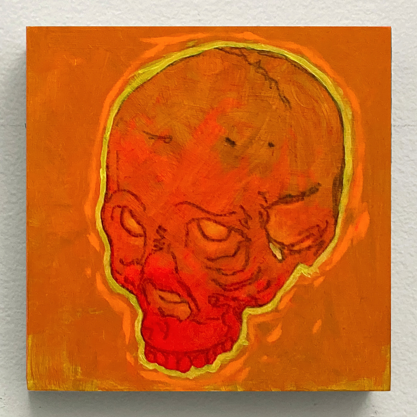 'Hot Skull #1', oil on panel, 6 x 6 in., 2021