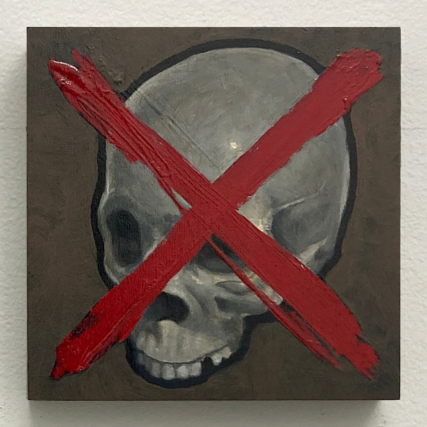 'X Marks the Spot Skull', oil on panel, 6 x 6 in., 2021