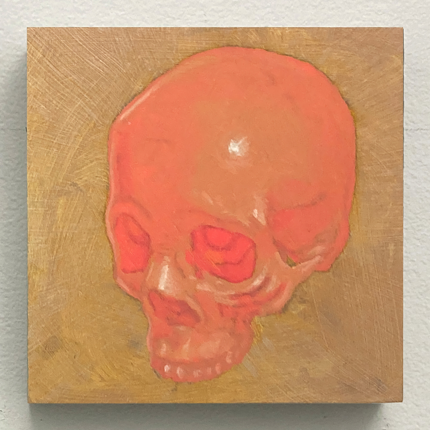 'Bubble Gum Skull', oil on panel, 6 x 6 in., 2021