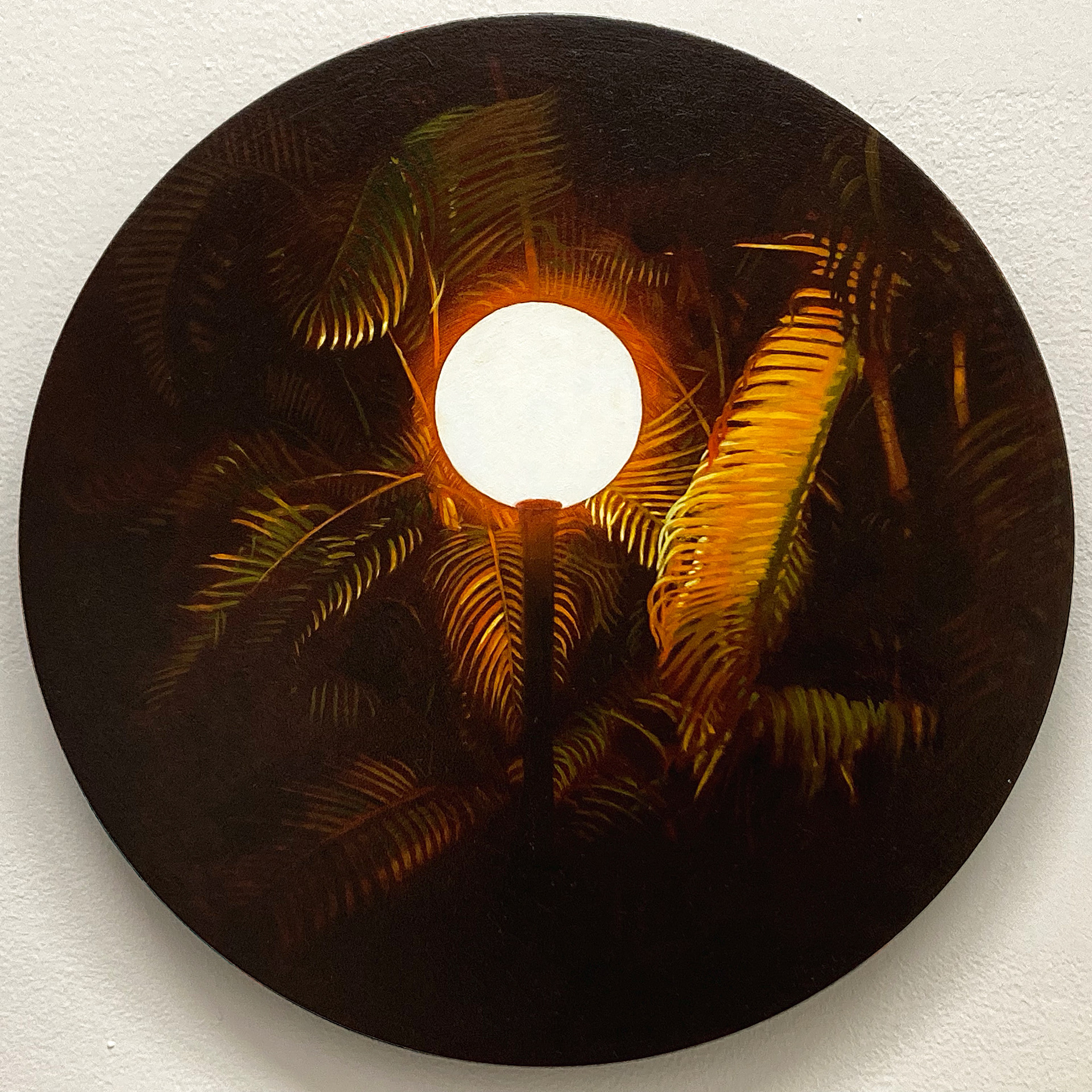 'DM Light' oil on panel 20 in. diameter 2022. Private collection