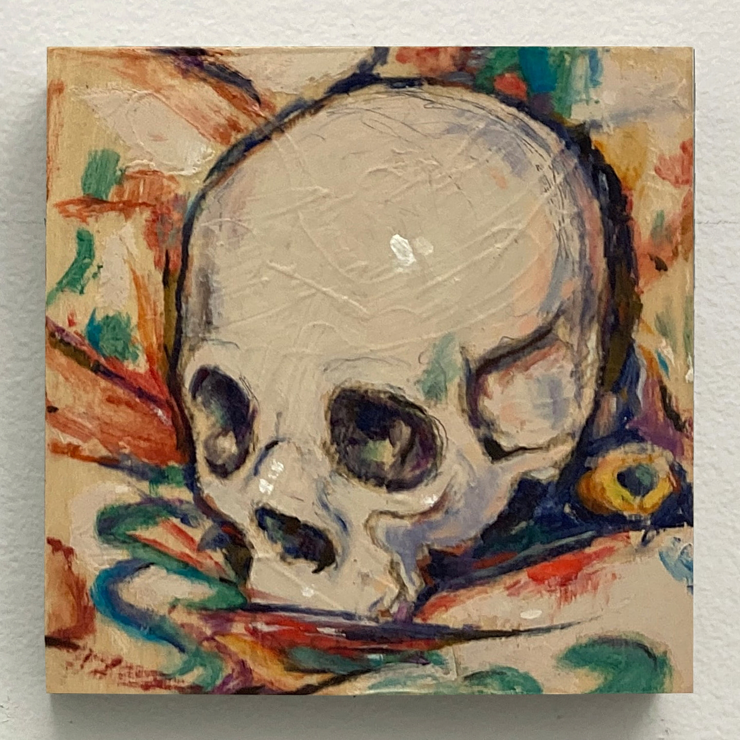 'Cezanne Skull #1', oil on panel, 6 x 6 in., 2021