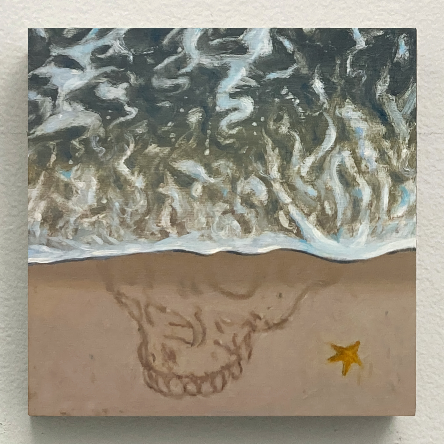 'Surf Skull', oil on panel, 6 x 6 in., 2021. Private collection.
