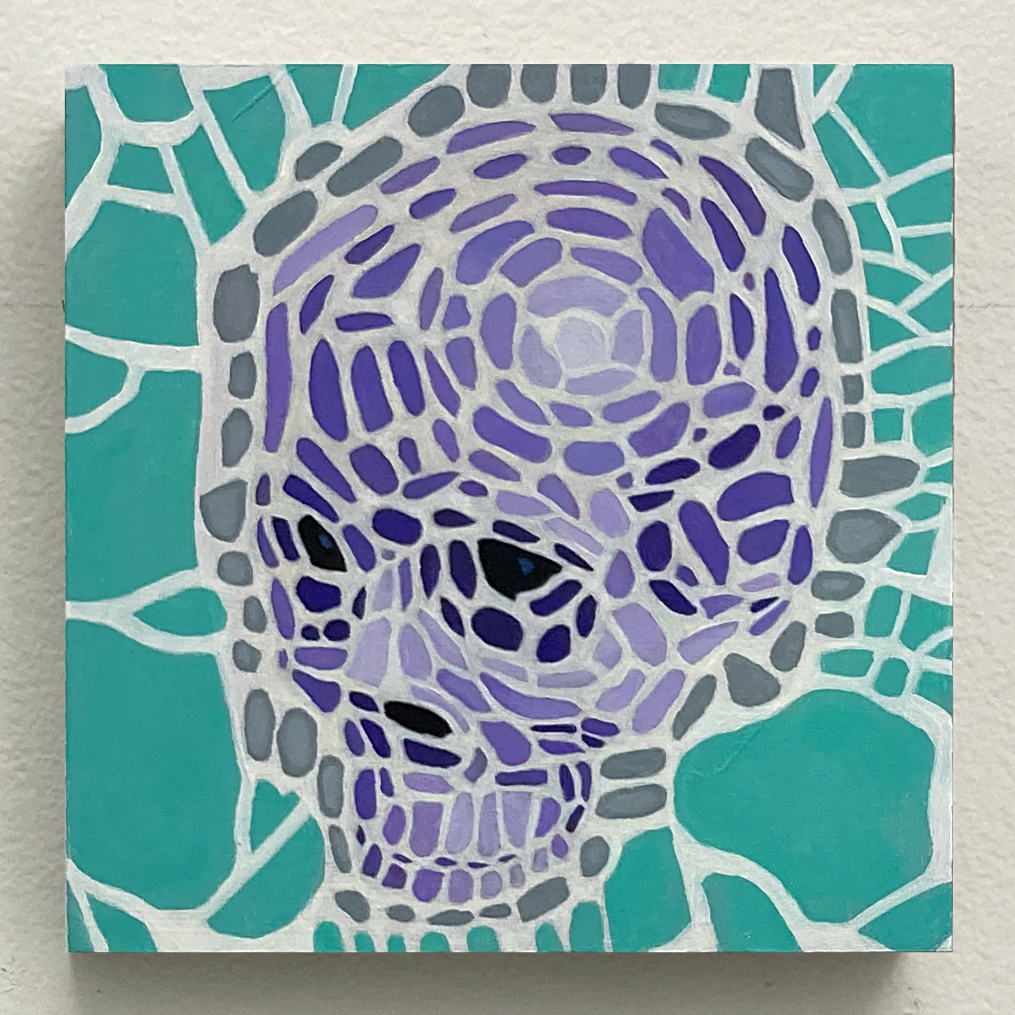'Mosaic Skull', oil on panel, 6 x 6 in., 2021