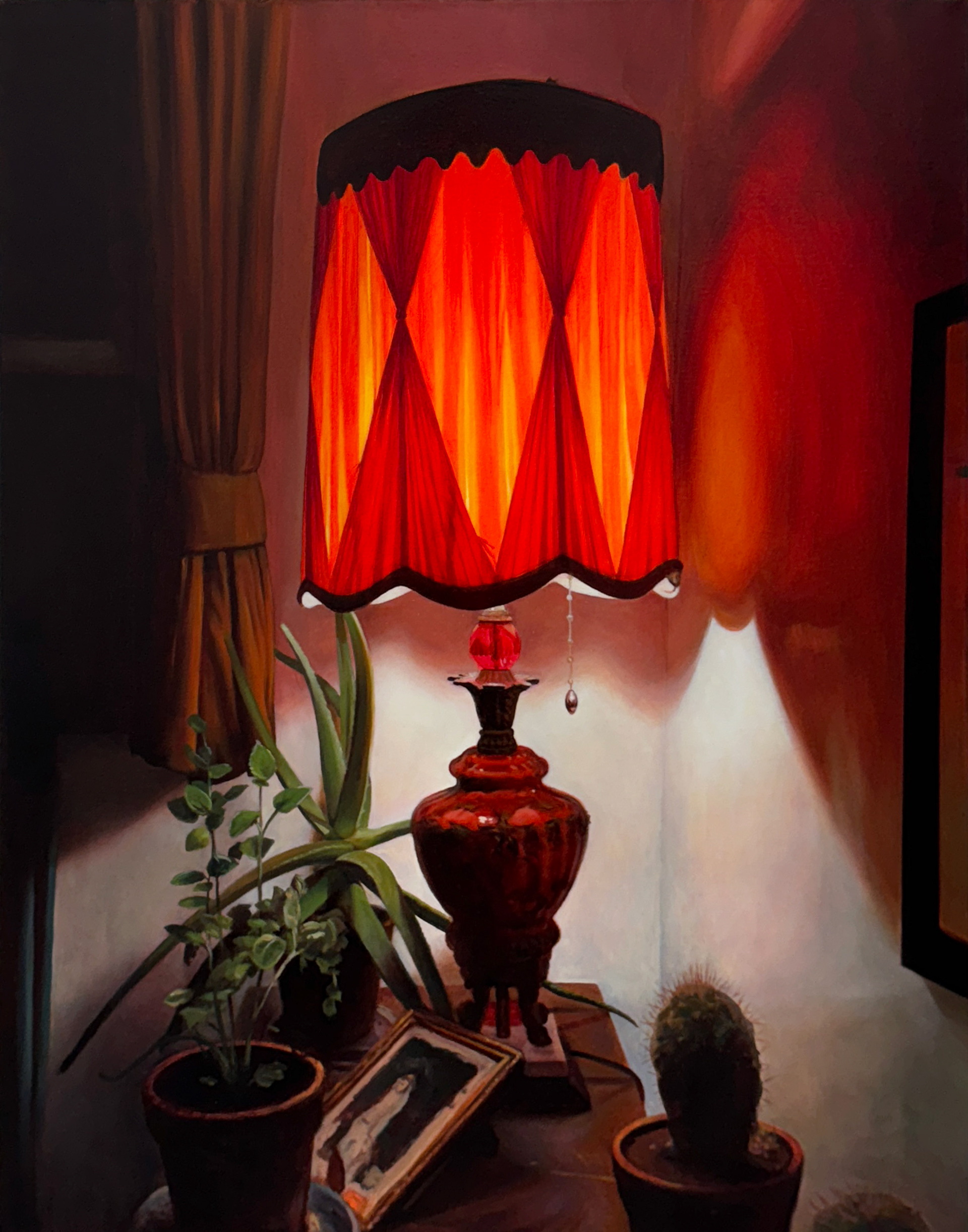 'Lamp Bouquet' oil on polycotton, 28 x 22 in., 2025. Private collection.