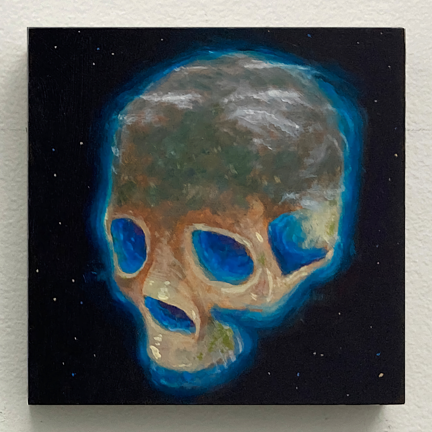 'Earth Skull', oil on panel, 6 x 6 in., 2022. Private collection.