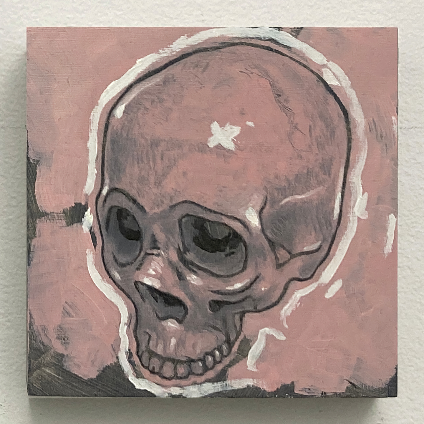 'Pink Bike Skull', oil on panel, 6 x 6 in., 2021