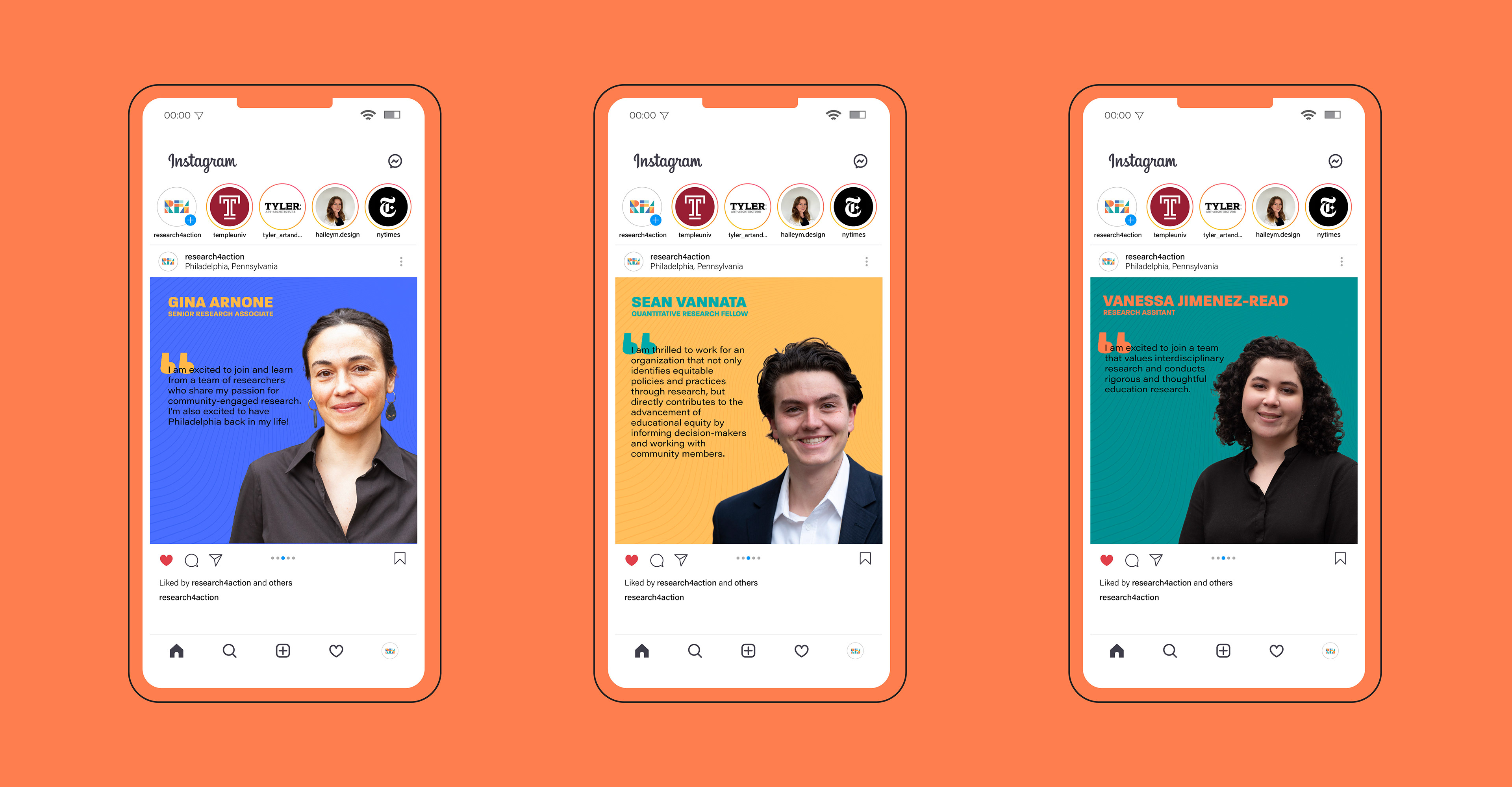 Three instagram posts designed for RFA