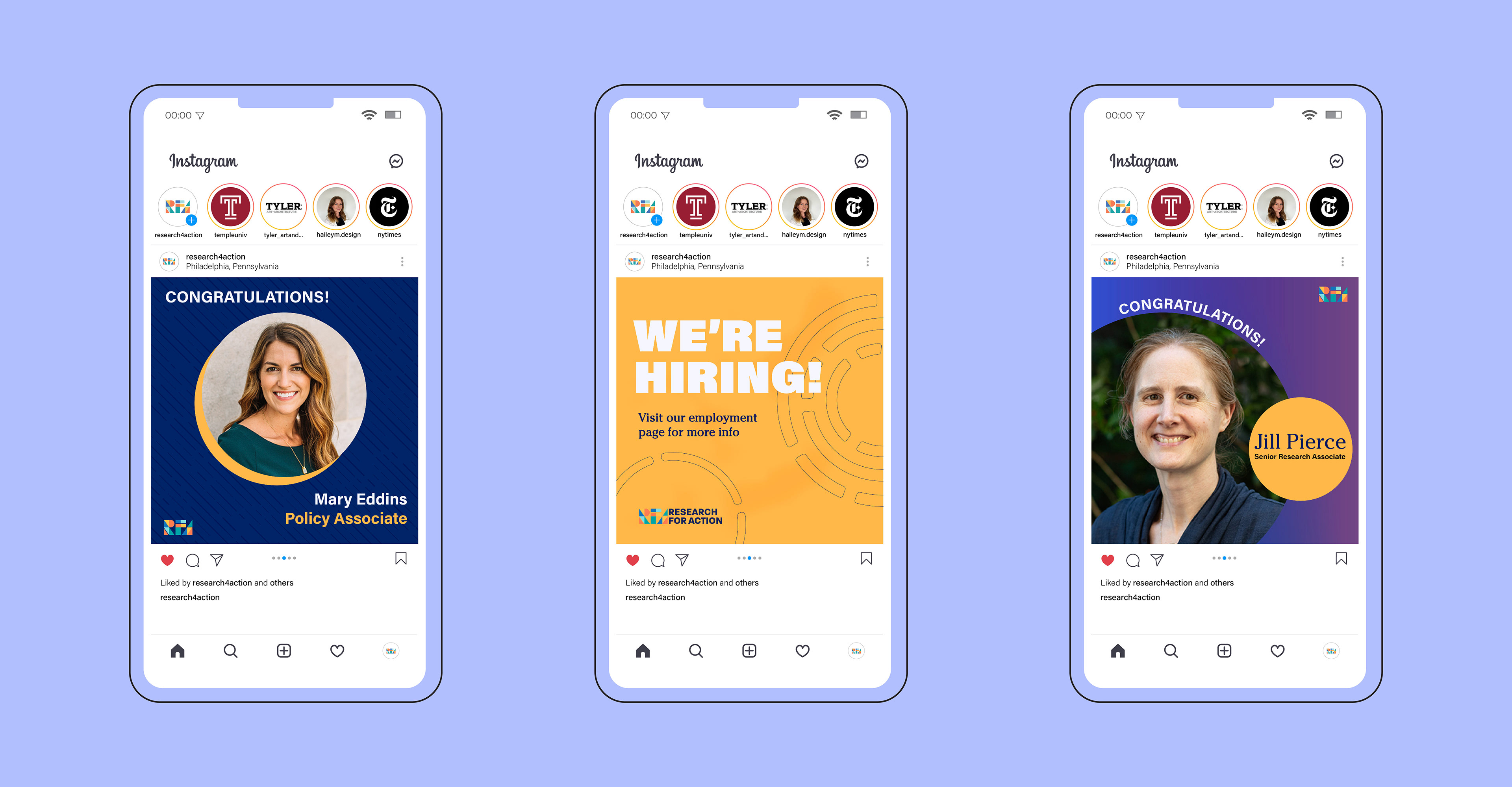 Three instagram posts designed for RFA