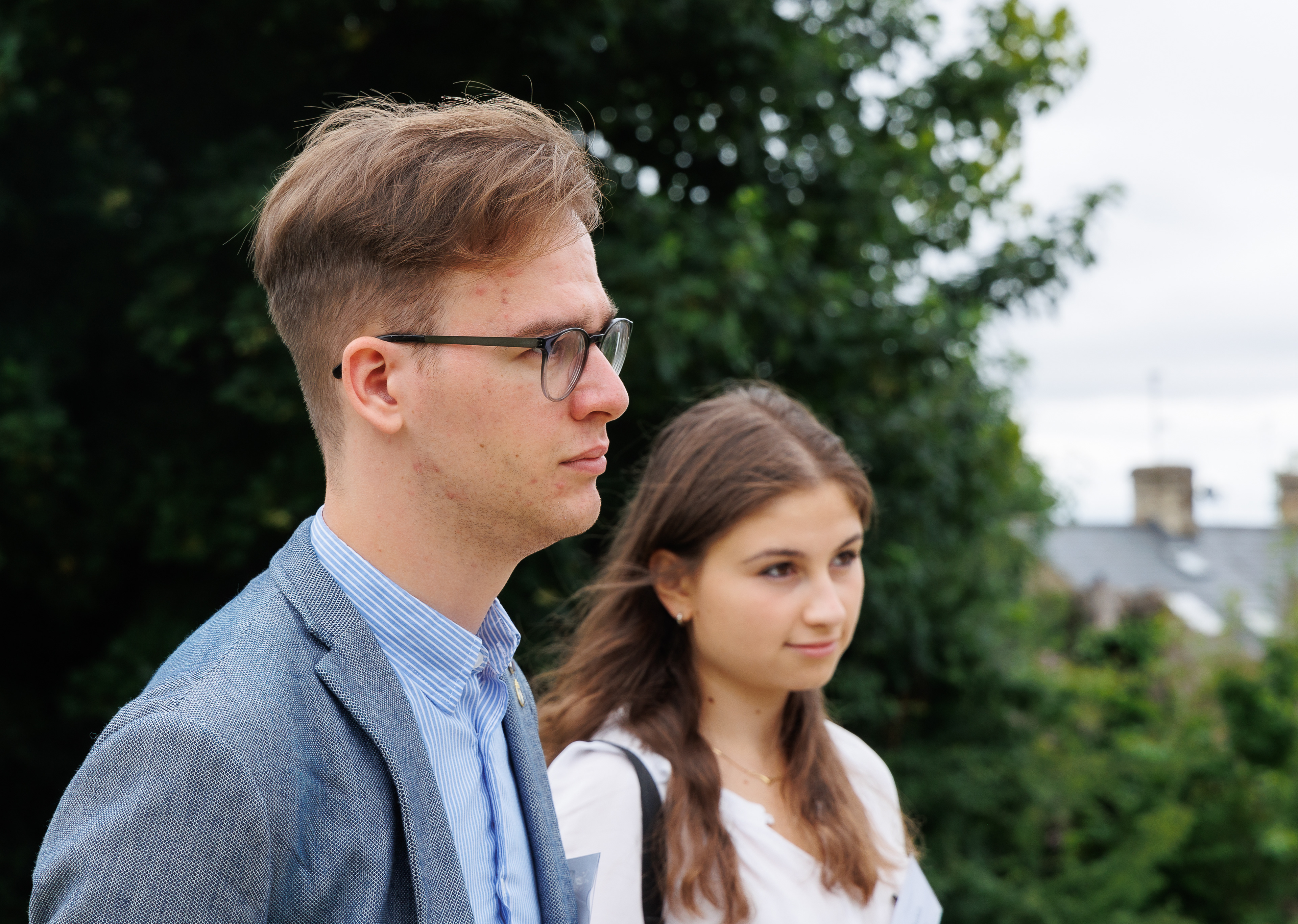 Benedek and Borbala after surviving Wales