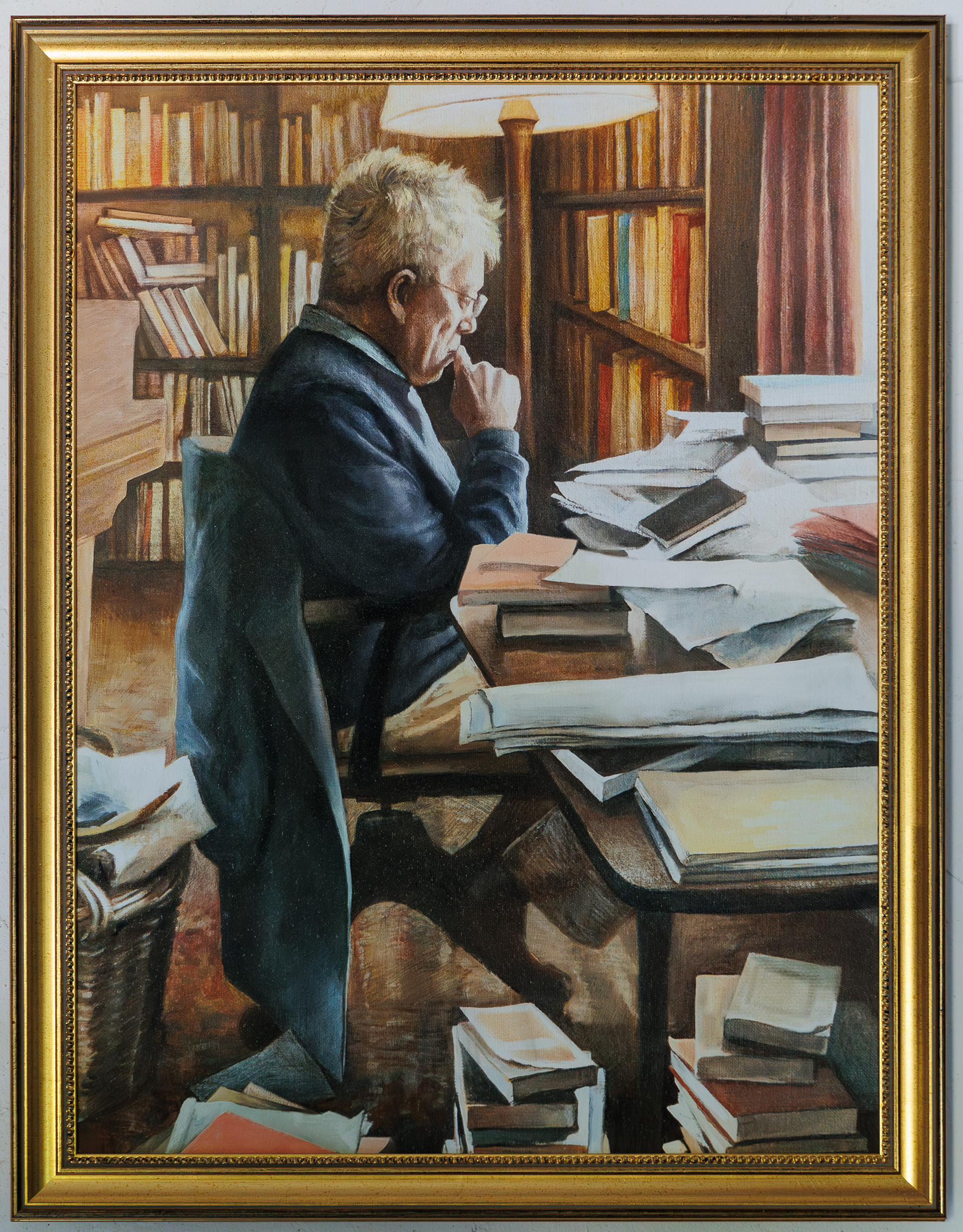 Sir Roger portrait in the library, in the library