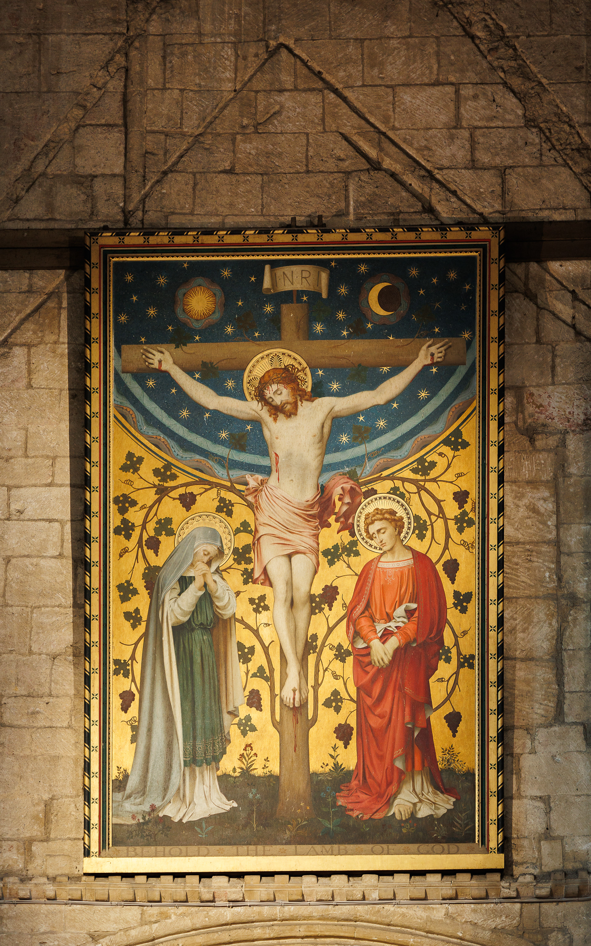 Crucifixion faciing the nave with the earlier roof lines